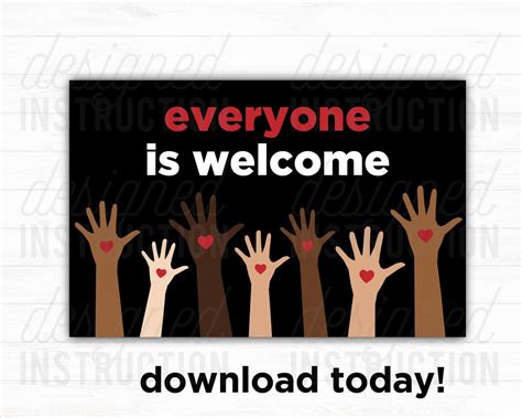 Everyone is Welcome Poster: Classroom Poster, Classroom Decor, Kindness ...