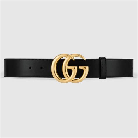 Gucci GG Unisex GG Marmont Leather Belt with Shiny Buckle Black 4 cm Width - LULUX