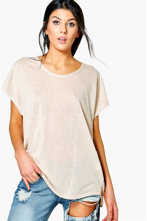 Boohoo Womens Selina Slub Oversized T-Shirt