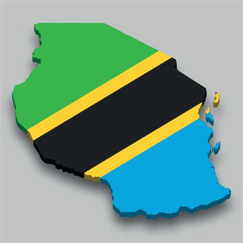 3d isometric Map of Tanzania with national flag. 11175986 Vector Art at Vecteezy