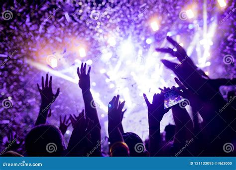 Portrait of Happy Crowd Enjoying at Music Festival Stock Image - Image ...