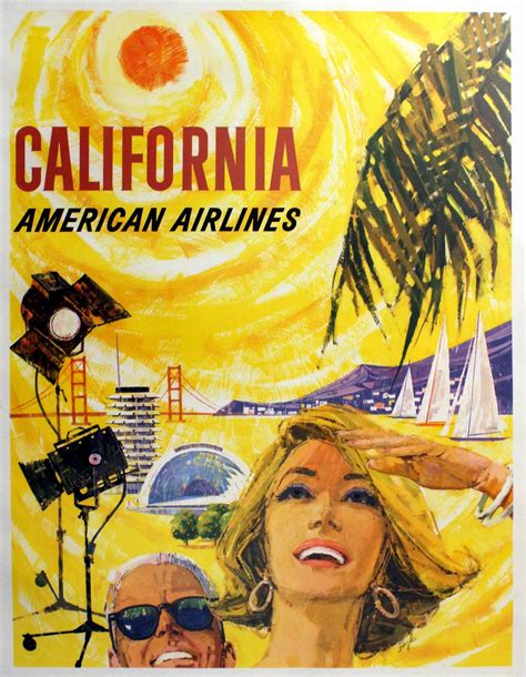 Original Vintage 1950s Travel Poster Advertising California By American ...