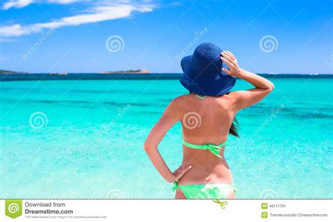 Young Beautiful Woman Relaxing at White Sandy Stock Image - Image of destination, coast: 46111791