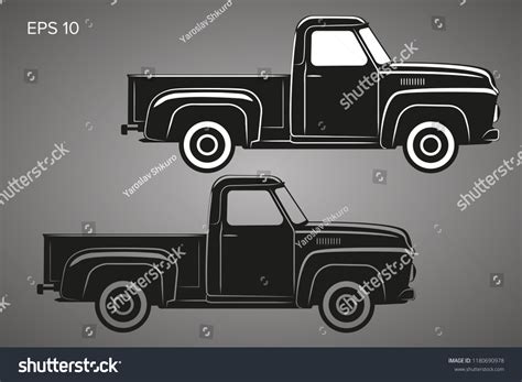 Old Retro Pickup Truck Vector Illustration Stock Vector (Royalty Free) 1180690978 | Shutterstock