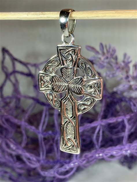 Celtic Cross Necklace, Celtic Jewelry, Irish Jewelry, Shamrock Cross ...