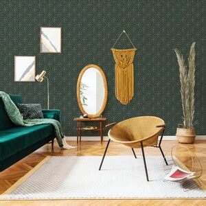 Emerald Green Geometric Peel and Stick Wallpaper / Art Deco Removable ...