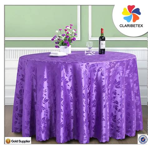 Purple Jacquard Table Linens Round Wedding Table Cloth Polyester Tablecloth - Buy Polyester ...