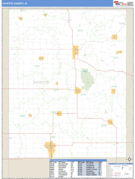 Fayette County, Iowa Zip Code Wall Map | Maps.com.com