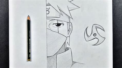 Easy to draw || How to draw Kakashi half face step-by-step - YouTube