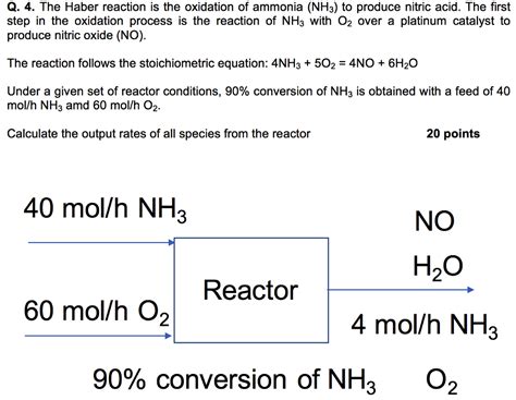 Solved Q. 4. The Haber reaction is the oxidation of ammonia | Chegg.com