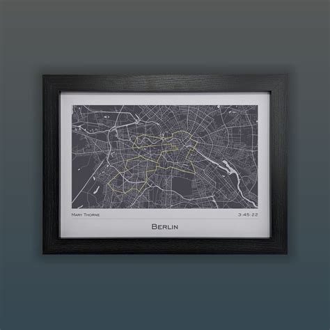 Berlin - Marathon Run Route Map Print - Framed - Marathon Gifts ...