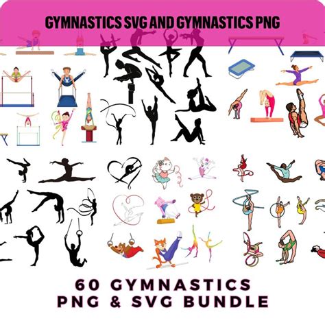 This Pin features Gymnastics silhouettes, Gymnastics clipart, Gymnastics Svg Bundle, Gymnastics ...