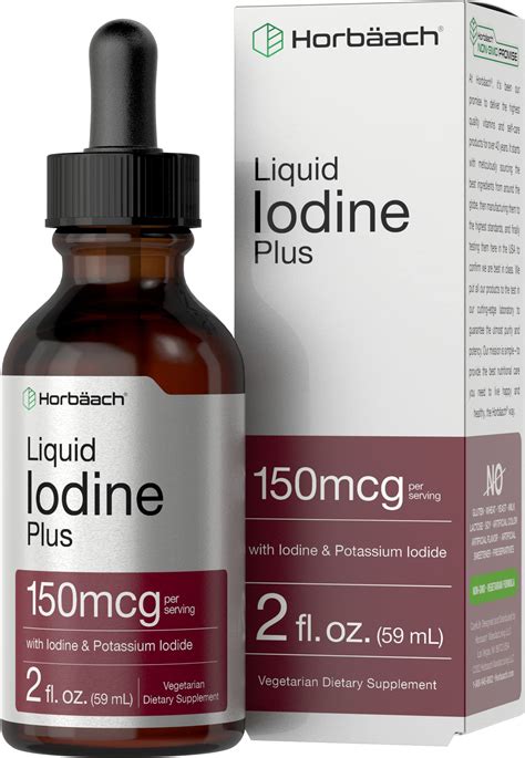 Buy Horbäach Liquid Iodine Solution Drops | 2 fl oz | 150 mcg | Iodine & Potassium Iodide ...