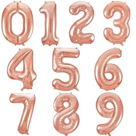 16 Inches Rose Gold Digit Foil Number Balloons Number Air Balloon Iinflatable Wedding Birthday ...