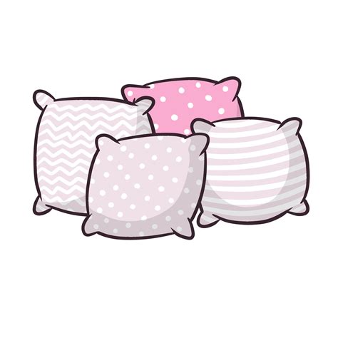 Set of pillows. Large and small object. Cartoon flat illustration. Soft ...