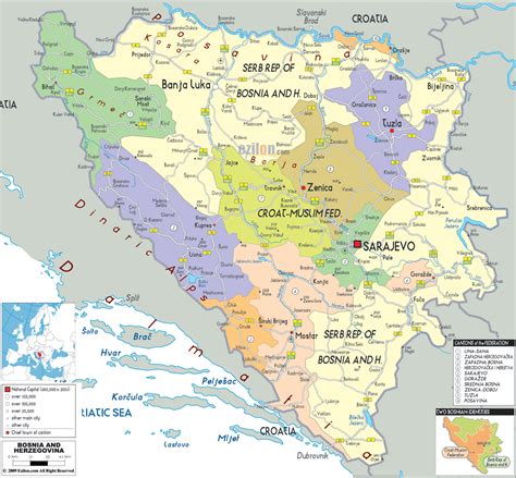 Detailed political and administrative map of Bosnia and Herzegovina ...