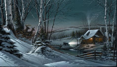 Evening with Friends | Terry redlin, Terry redlin paintings, Winter cabin