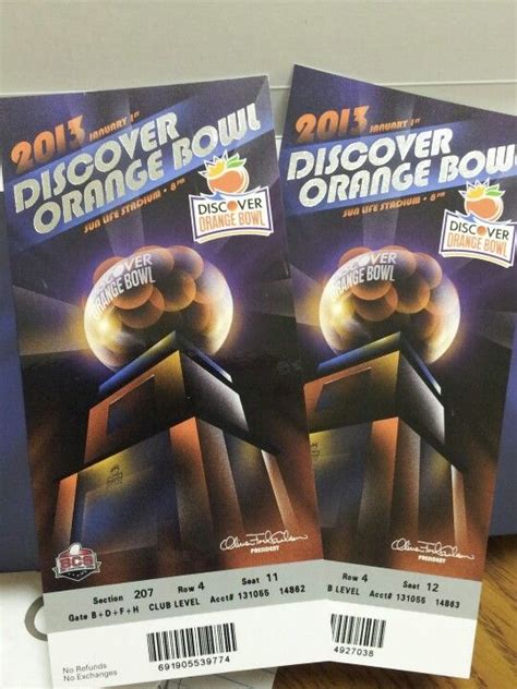 2013 Discover Orange Bowl Game club level tickets | Orange bowl, Orange bows, Bowl game