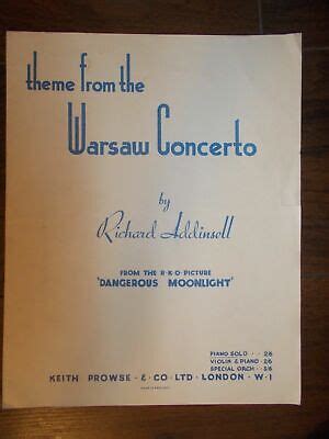 THEME FROM THE WARSAW CONCERTO BY RICHARD ADDINSELL Sheet Music | eBay