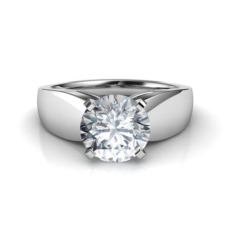 Wide Band Cathedral Solitaire Diamond Engagement Ring (With images) | Wide band engagement ring ...