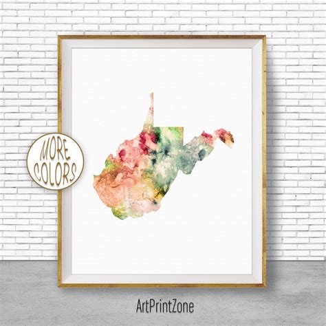 West Virginia Art West Virginia Print West Virginia Map Art | Etsy