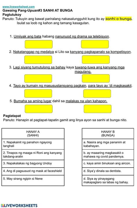 Pagsasanay: Sanhi at Bunga worksheet | Changes in matter, 2nd grade ...