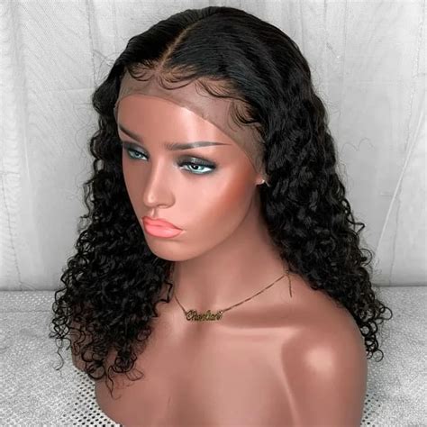 Nemer Glueless 13*6 Curly Lace Front Human Hair Wigs with Baby Hair Brazilian 150% Density Lace ...