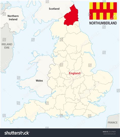 Northumberland county map with flag - Royalty Free Stock Vector ...