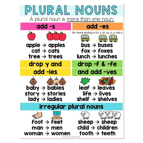 Plural Nouns Anchor Chart - Lucky Little Learners