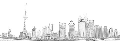 Stock Pictures: Shanghai skyscraper sketches and silhouette