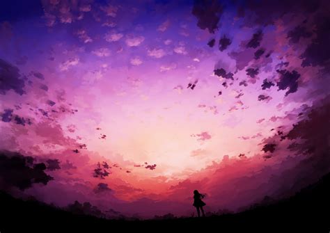 Anime Girl Purple Sunset Wallpapers - Wallpaper Cave