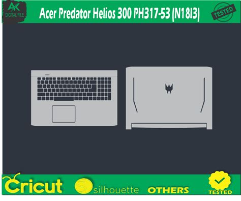 Acer Predator Helios 300 PH317-53 (N18I3) Skin Template Vector - AK Digital File Vector Template