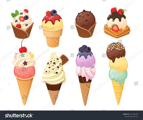 Cartoon Ice Cream Waffle Cones Gelato: เวกเตอร์สต็อก (ปลอดค่าลิขสิทธิ์) 1641852025 | Shutterstock