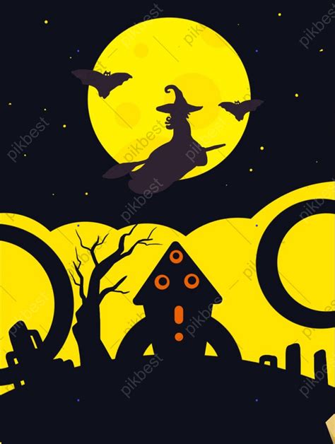 Halloween Witch Moon Flat Background Backgrounds | PSD Free Download ...