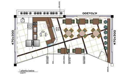 Cafeteria top view layout plan dwg file - Cadbull