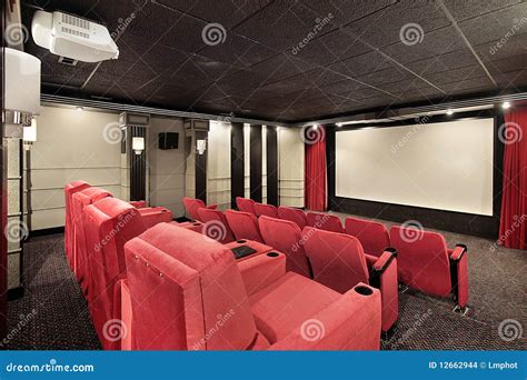 Home Theater with Red Chairs Stock Photo - Image of family, leather: 12662944