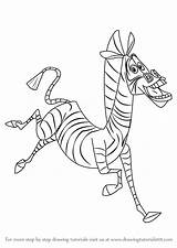 Coloring Pages Of A Zebra  Madagascar Marty Draw Drawing Step sketch template