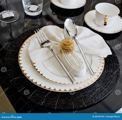 Luxury Table Setting for Dine in Hotel Stock Photo - Image of ...