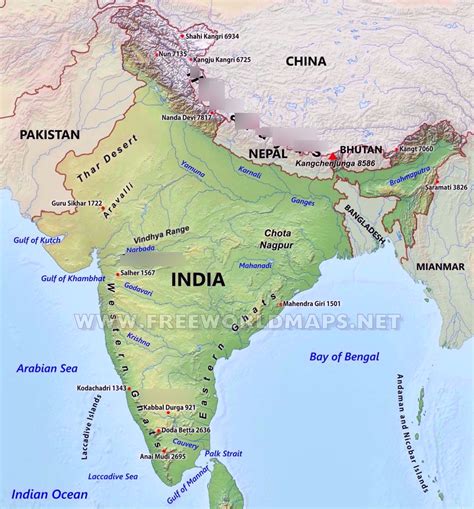 Indian Subcontinent Mountain Ranges and other Landforms Diagram | Quizlet