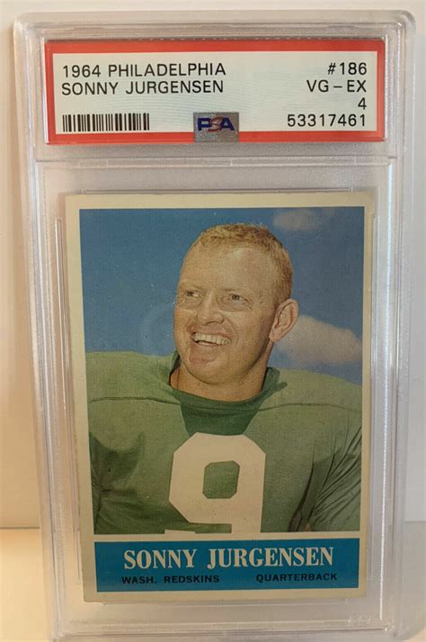 1964 Philadelphia #186 Sonny Jurgensen HOF Redskins Duke Blue Devils PSA 4 Opens in a new window ...