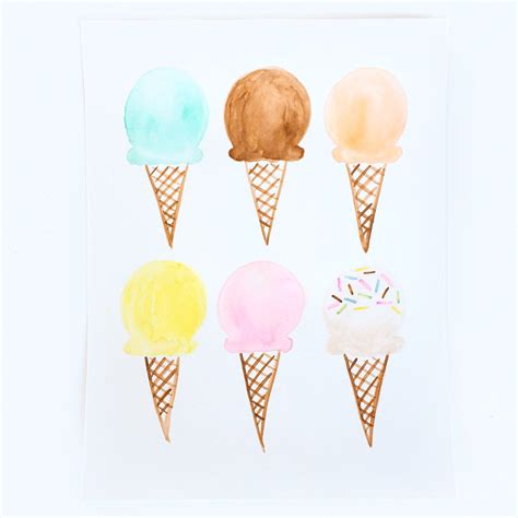 Ice Cream Watercolor Print