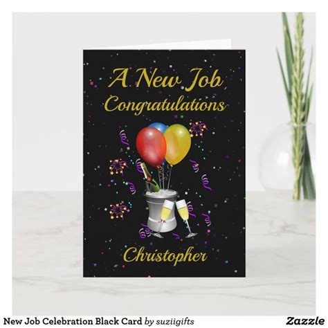 New Job Celebration Black Card | Zazzle