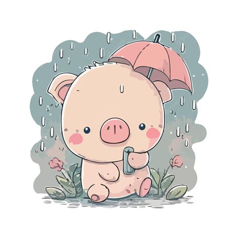 Premium Vector | Cute doodle pig with hand draw vector illustration