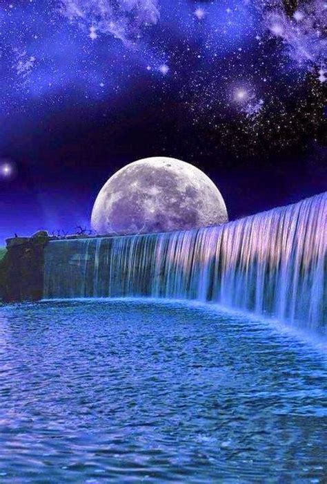 Night time waterfall | Imagens fantásticas, Fotografia da natureza, Lindas paisagens