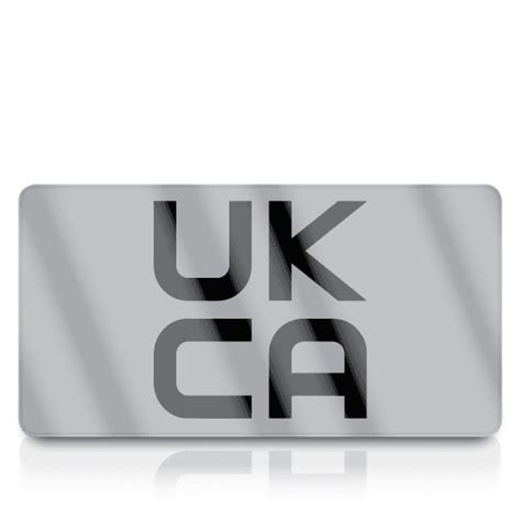 UKCA Labels with Company Logo Silver - 50mm x 25mm