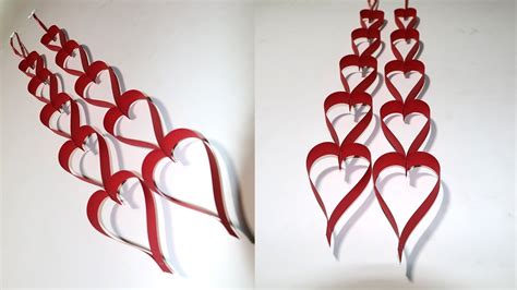 DIY Valentine Decoration Craft: Paper Heart Hanging for DIY Room Decor on Valentine's Day - YouTube