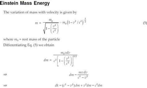 Mechanics Engineering Tutorials: Mass Energy Equivalence, Mass Energy Relation, Einstein Mass Energy