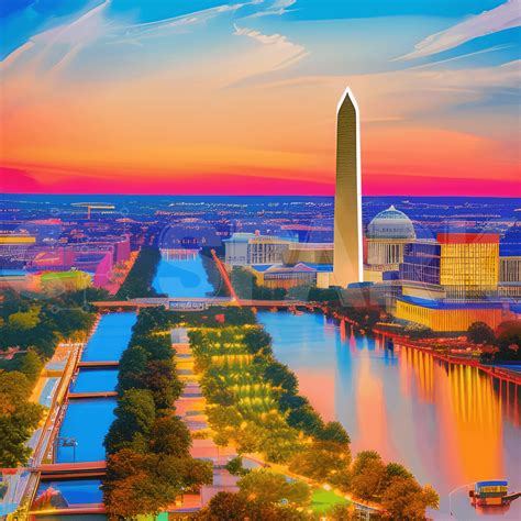 Washington DC City Skyline in Ultra High Detail in Lisa Frank Style 8K ...