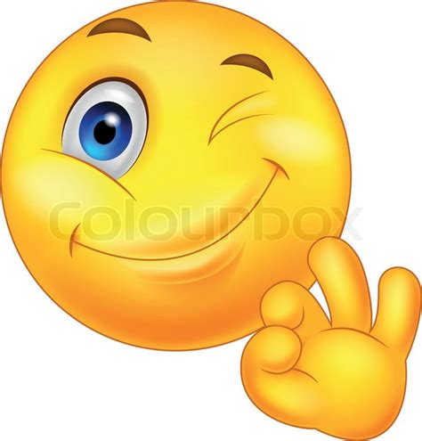 Vector illustration of Smiley emoticon with ok sign | Stock Vector | Colourbox