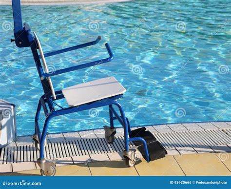 Special Wheelchair for Handicapped by the Pool Stock Photo - Image of ...